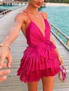Ruffled Spaghetti-Neck Party Sexy Mini Dress