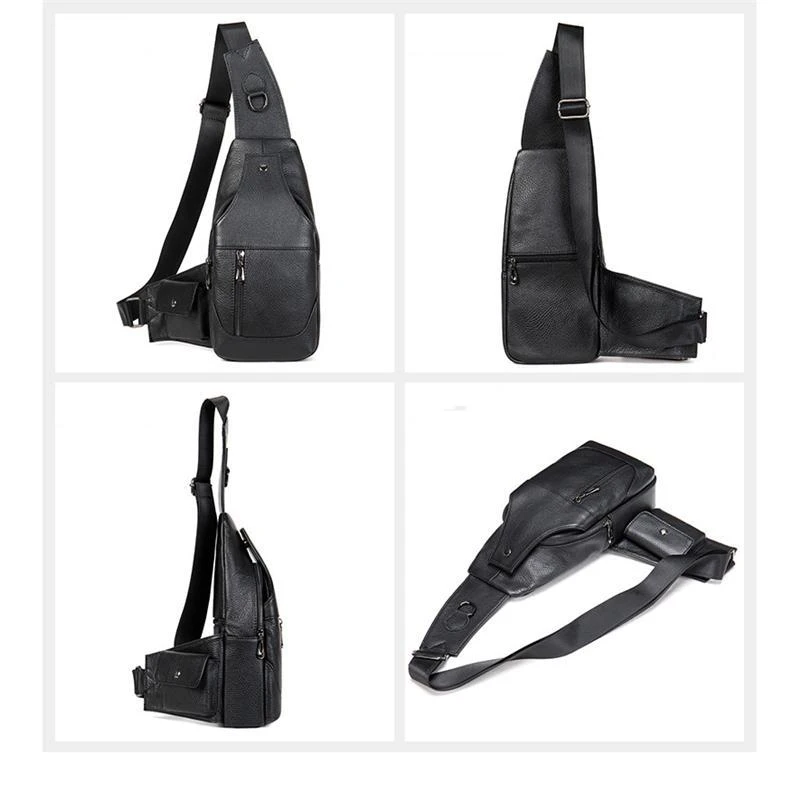 Mens Casual Multipurpose Vintage Large Capacity Leather Chest Packs