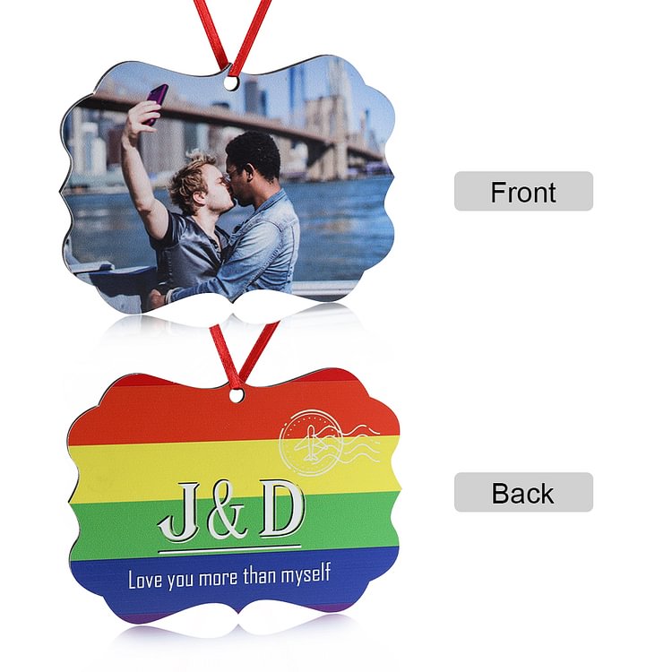 Personalized LGBT Gay Pride Pendant Decoration Wooden Ornaments with Custom Photo and Text