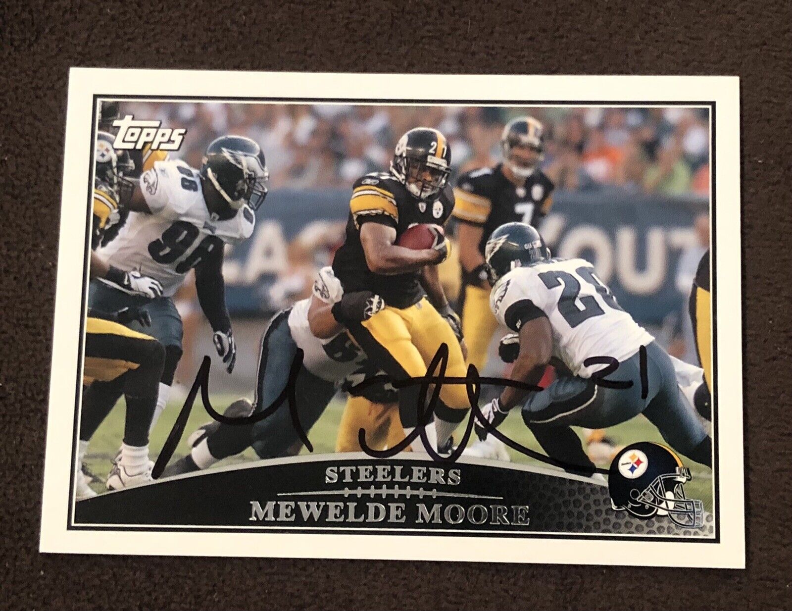 Mewelde Moore Pittsburgh Steelers Legend Signed 2009 Topps Card AUTOGRAPH SB XL