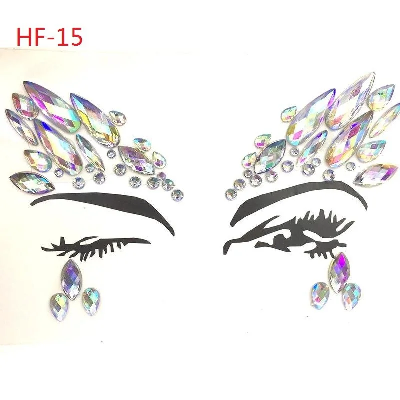 Masquerade Face Decoration DIY Jewelry Acrylic Rhinestone Festival Party Temporary Tattoo Fashion Face Stickers for Women