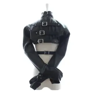 pornhint Pornhint Binding PU Leather Body Harness Straight jacket Chastity Belt Headgear Cosplay