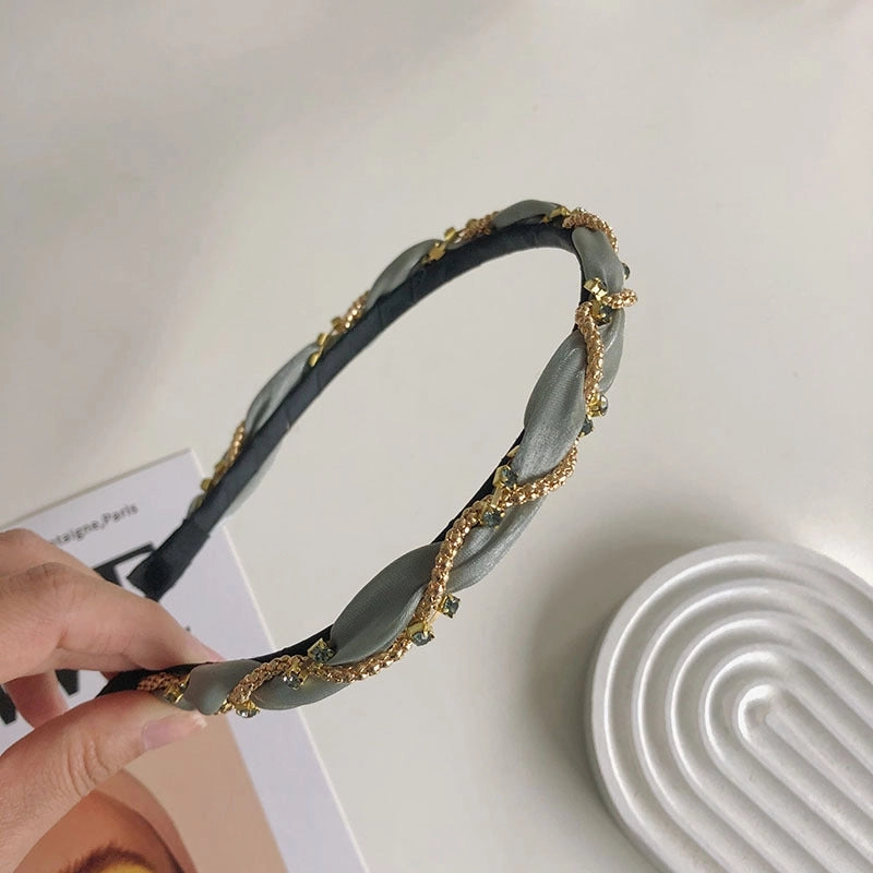 Women’s Fashion C Shape Cloth Handmade Artificial Pearls Rhinestones Hair Band