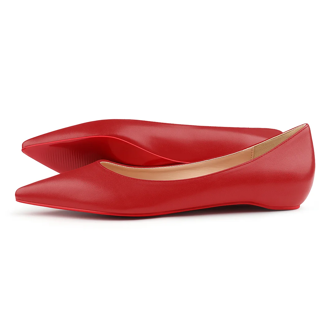 Women's Flats Pointed Toe Internal Increase Chunky Heels Red Bottom Kitten Heels Daily Pumps for Women-MERUMOTE