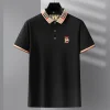 Men's Business Striped Lapel Polo Shirt