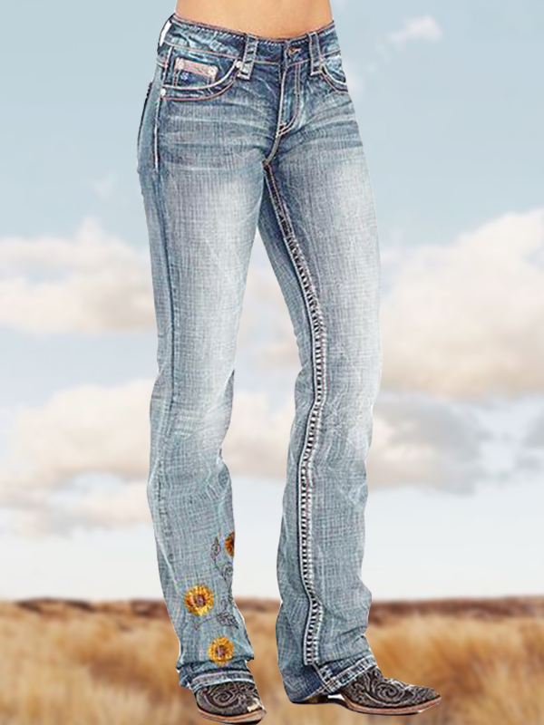 sunflower print jeans