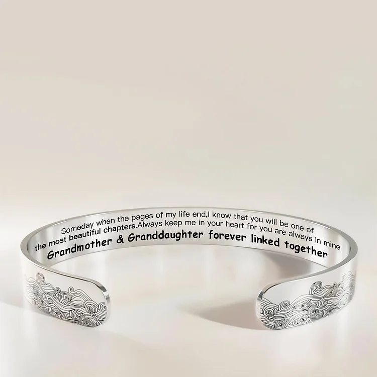 For Granddaughter - Grandmother & Granddaughter Forever Linked Together Wave Bracelet