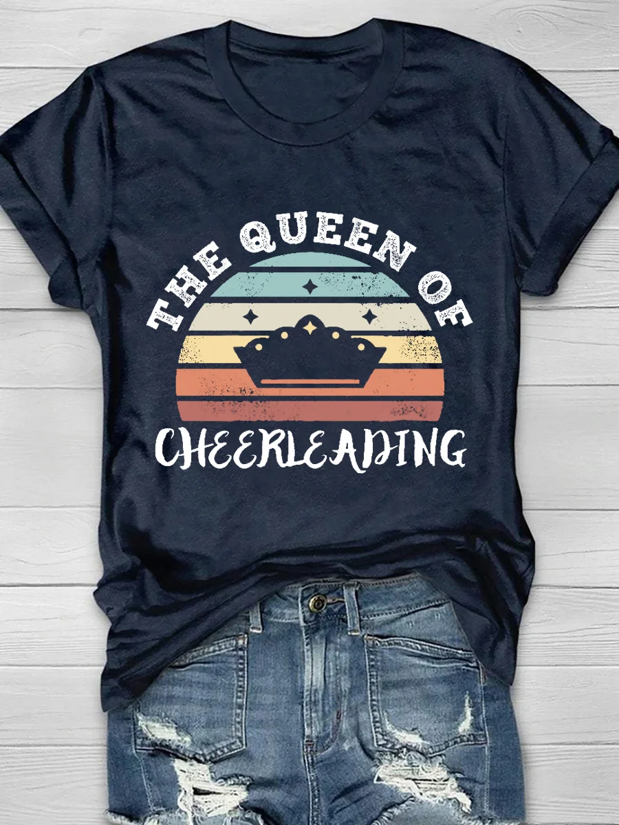 The Queen Of Cheerleading Print Short Sleeve T-Shirt