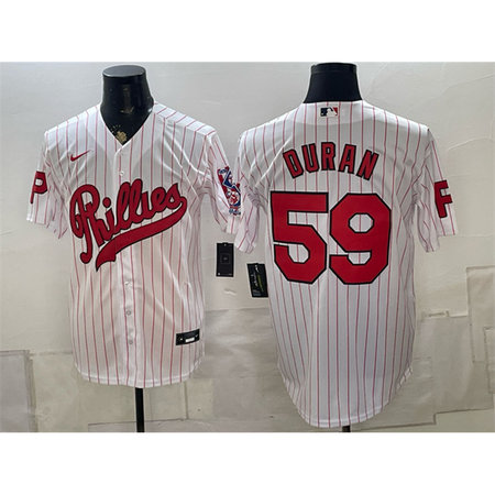 Men's Philadelphia Phillies #59 Jhoan Duran White 2026 Field of Dreams Stadium Jersey RQMS