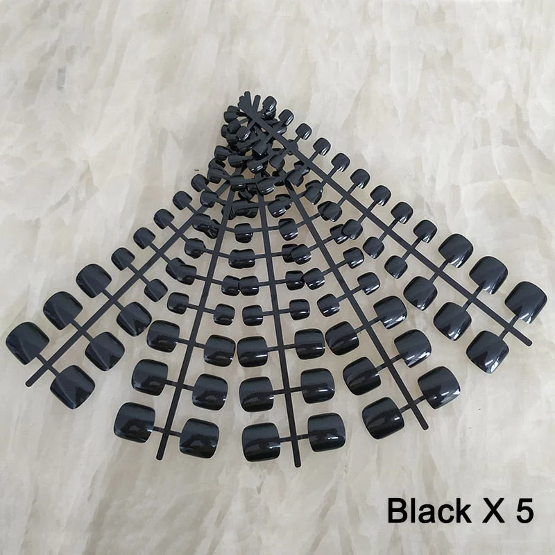 Nail Adhesives Included 5 Sets/bag Toe Short False Nail Tips Candy Color Toe Nails Full Cover Foot Fake Nails Art Tips-Nail Inspo