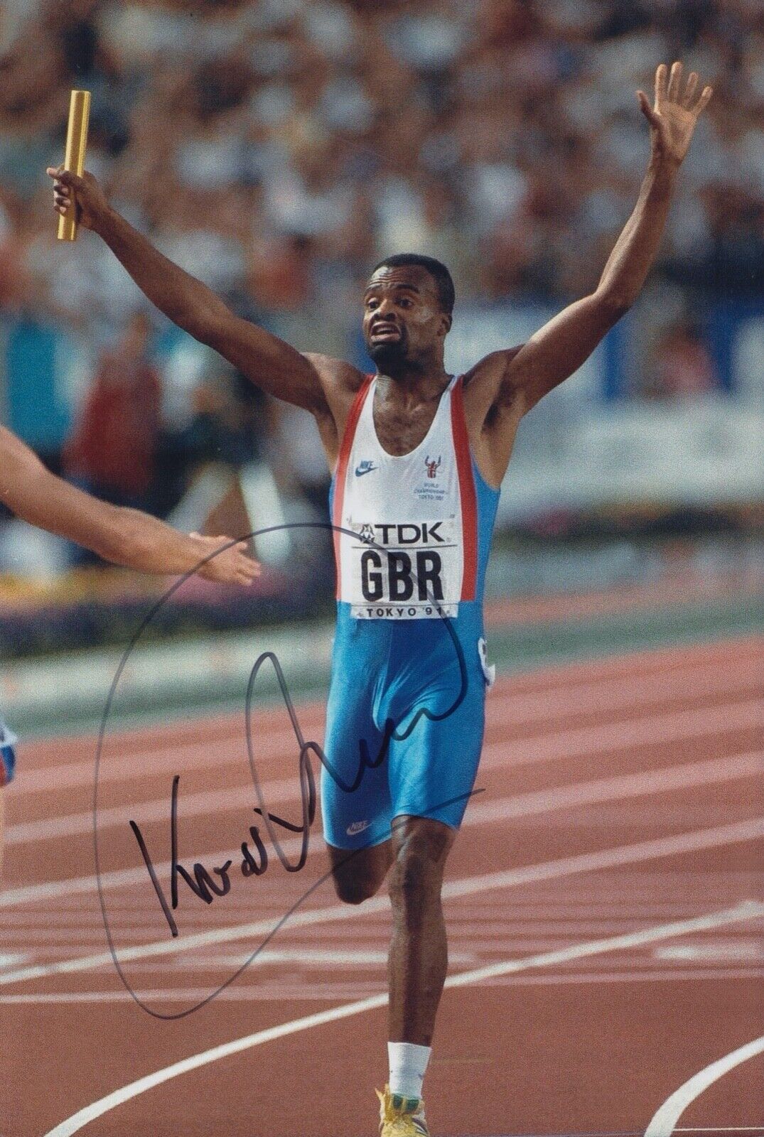 Kriss Akabusi Hand Signed 12x8 Photo Poster painting - Olympics Autograph 1.