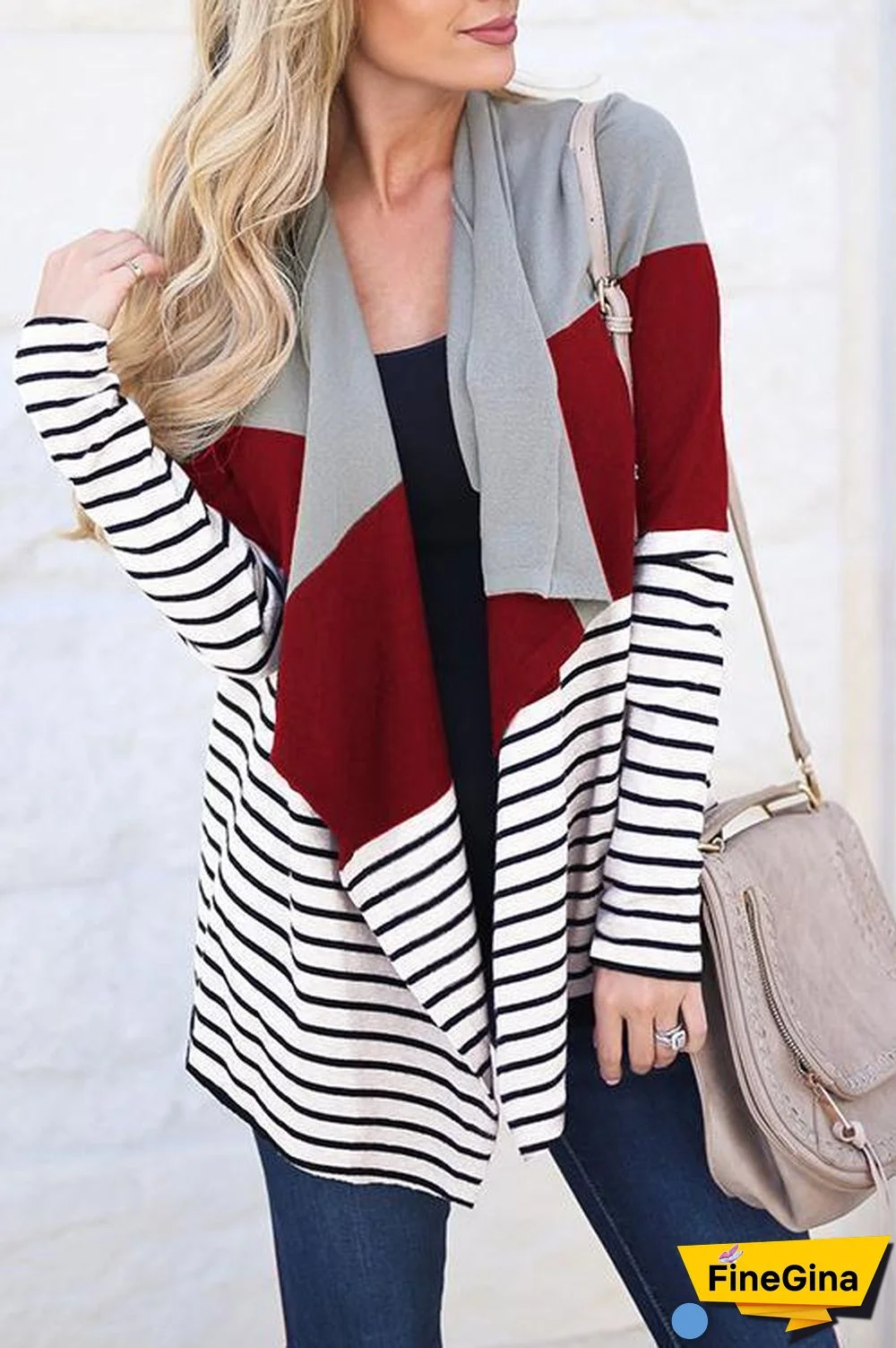 Casual Stitching Striped Cardigan