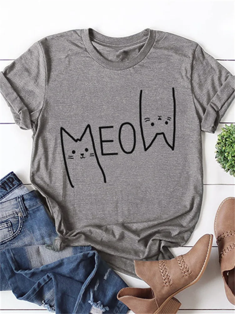 Lovely Meow Cats Graphic T Shirt