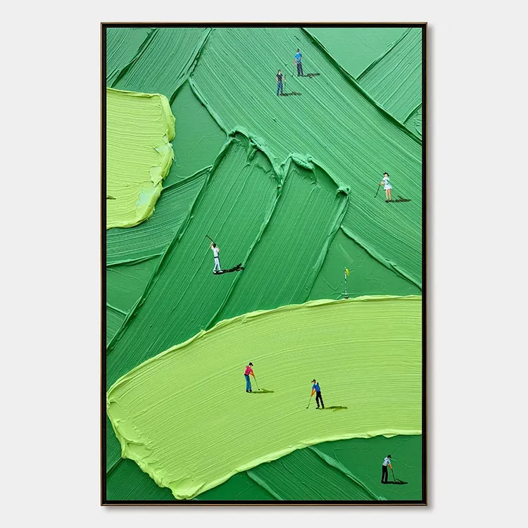 EMERALD FAIRWAY: Textured Impasto Golf Scene Painting（Canvas painting）