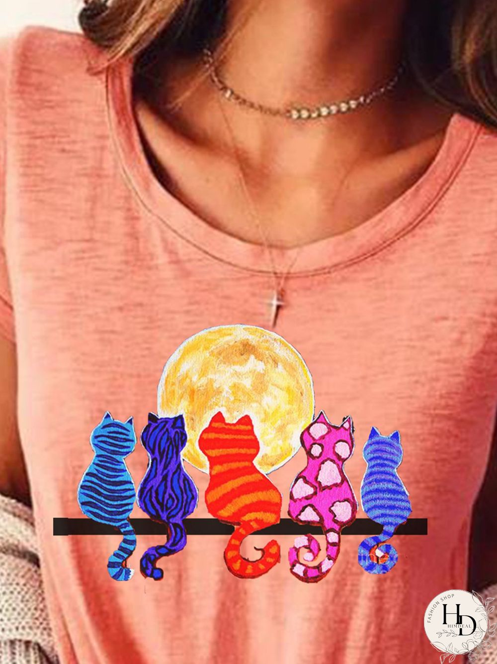 Pink Short Sleeve Round Neck T-shirt