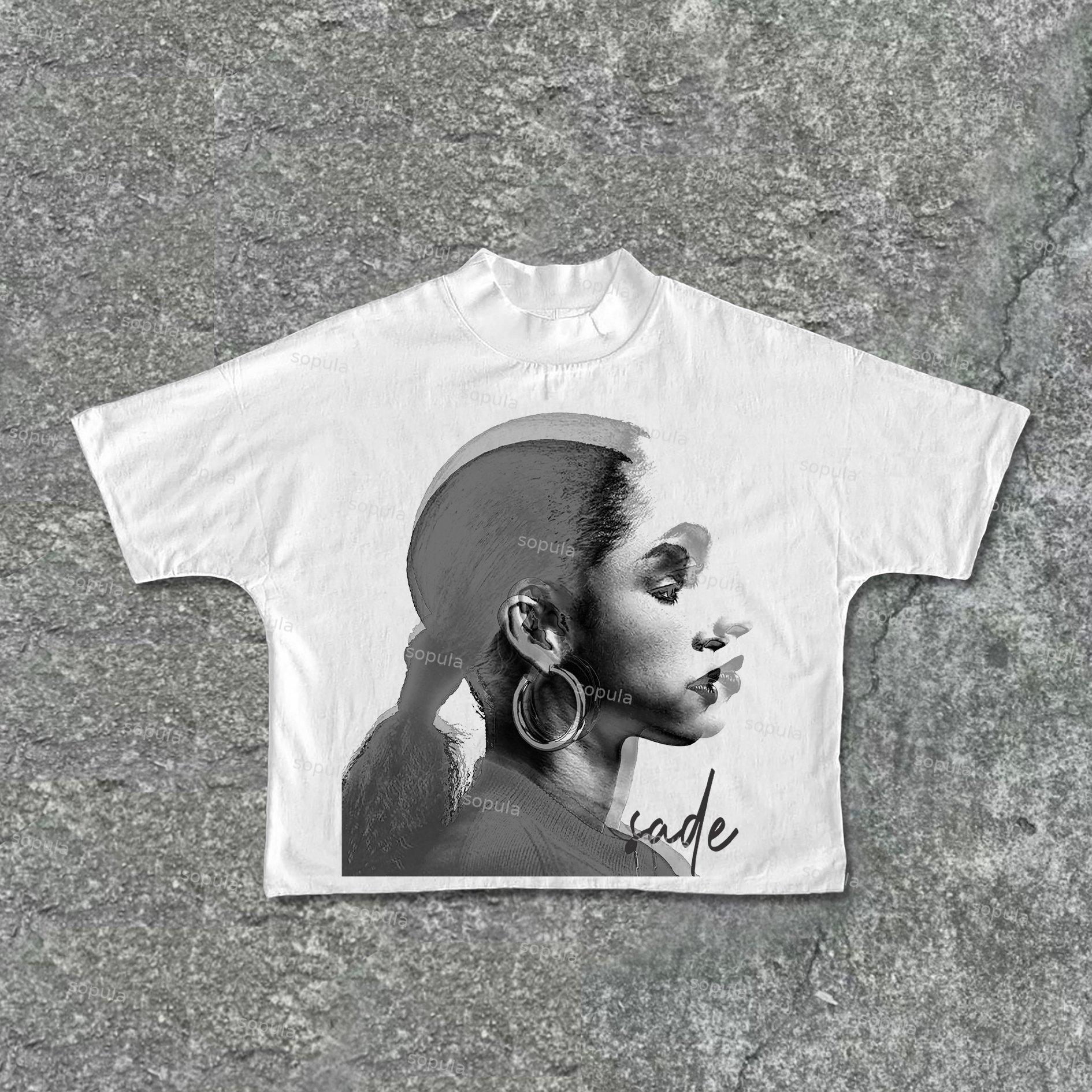 Sopula Vintage Sade Adu Print Cropped T-Shirts