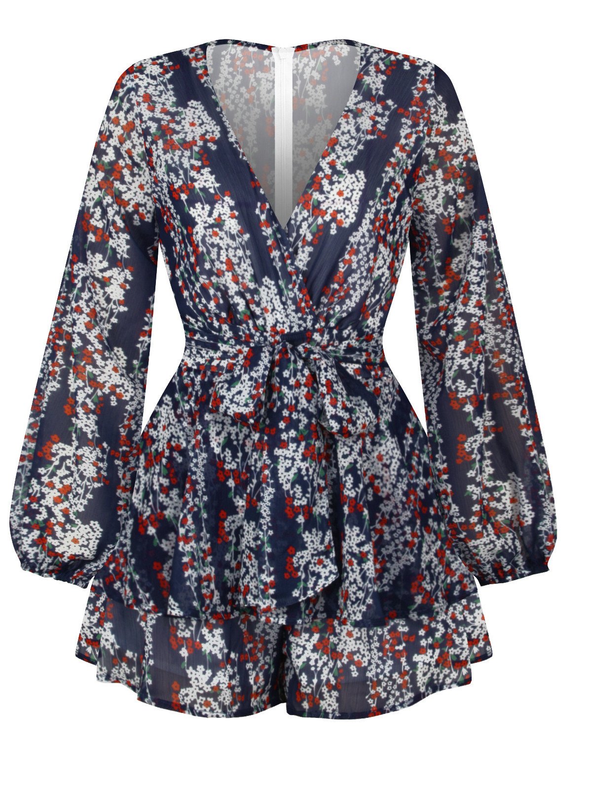 Women Half Sleeve V-neck Solid Color Dress