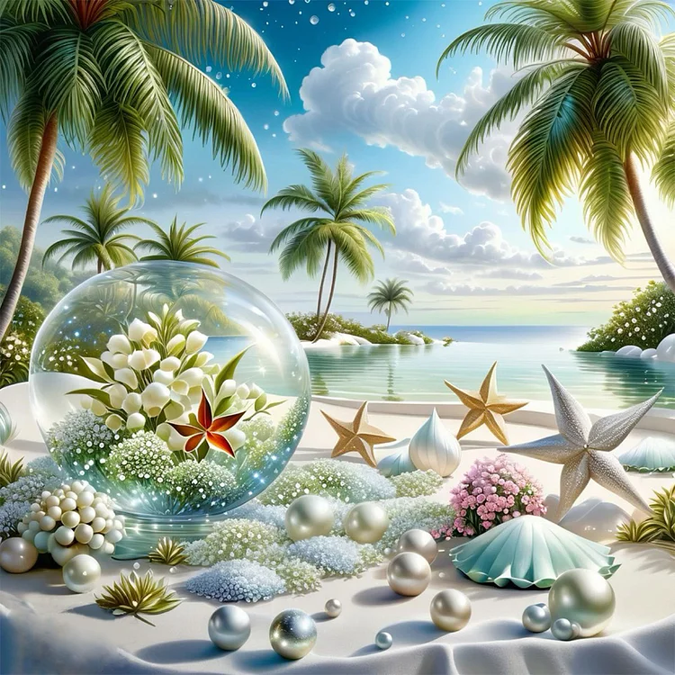 Seaside Starfish Pearl Ocean 30*30CM (Canvas) Full Round Drill Diamond Painting gbfke