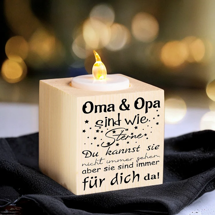 Kettenmachen Holz Kompliment Kerzenhalter 1 bedruckte Seite-Oma & Opa sind wie Sterne-Geschenk für Großmutter und Großvater