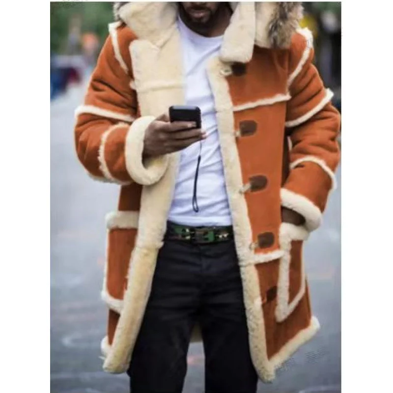 Nigikala Nigikala Men's Bag Youth Solid Color Splicing Casual Repair Hooded Winter Coat