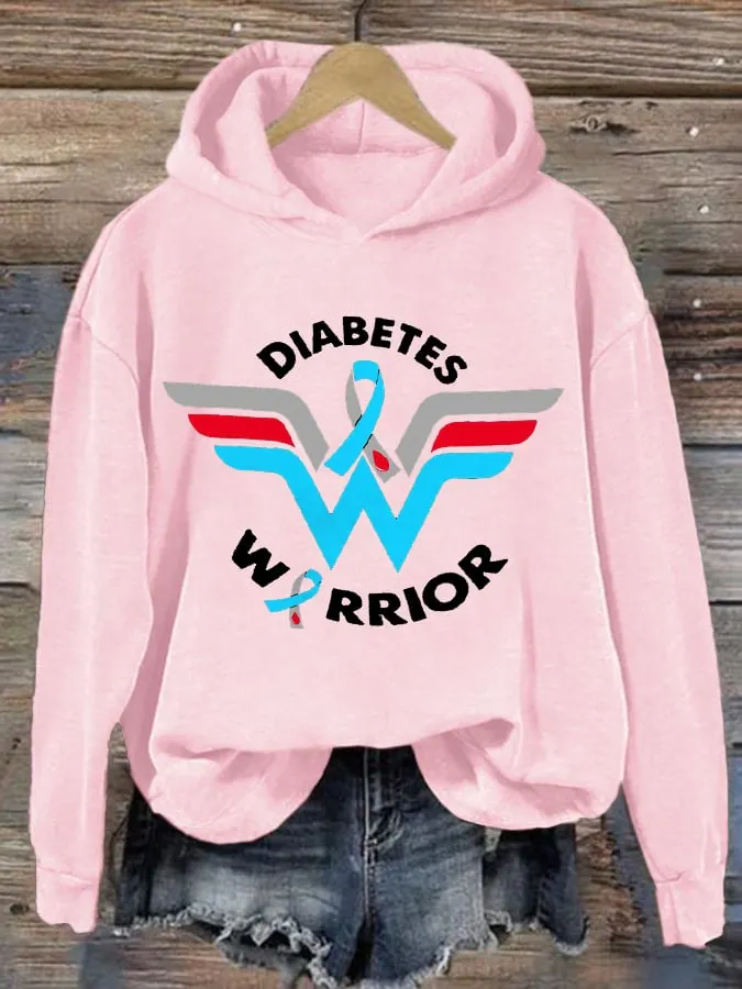 Women's Casual Diabetes Awareness Printed Long Sleeve Sweatshirt