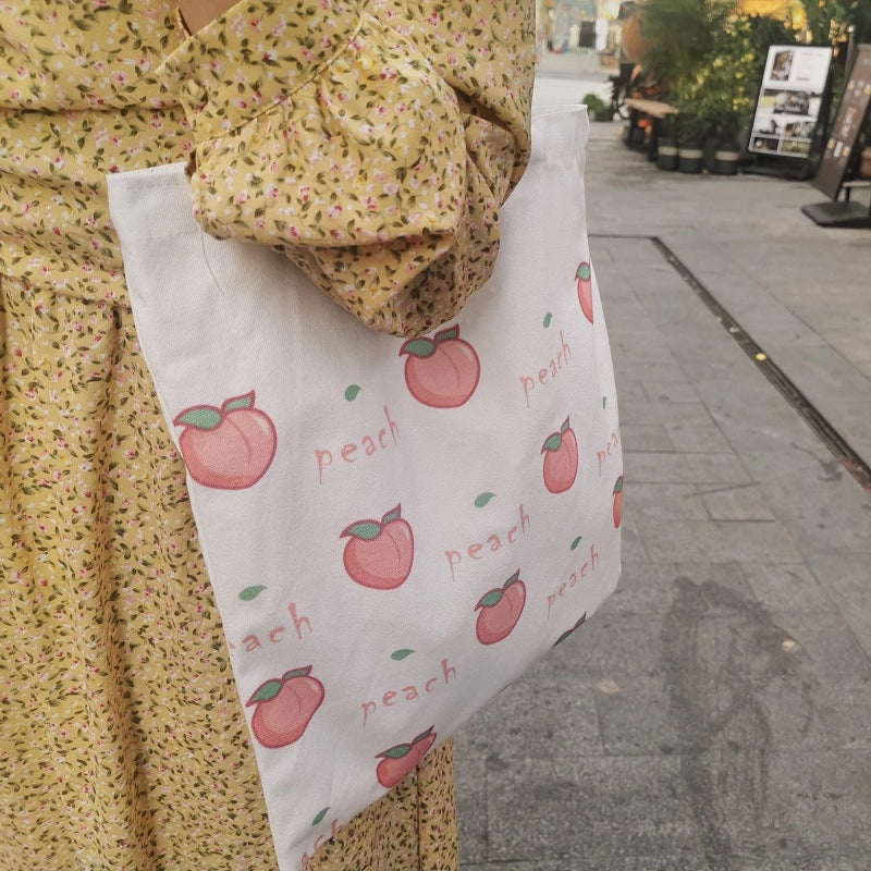 Unisex Canvas Fruit Streetwear Square Open Canvas Bag