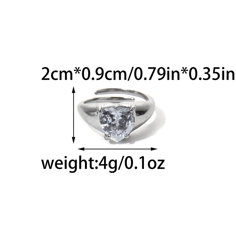 Sweet Minimalist Commute Geometric 304 Stainless Steel Zircon Inlay Stainless Steel Rings