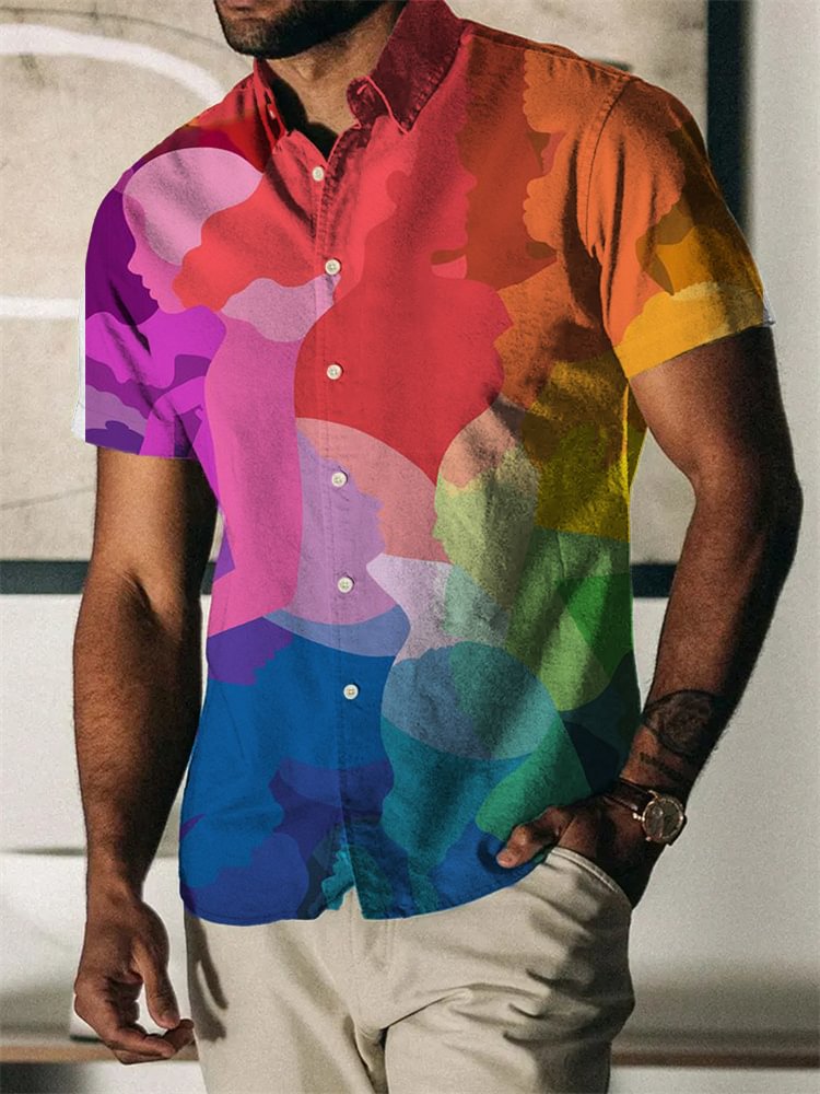 Rainbow Abstract Graphic Short Sleeve Shirt