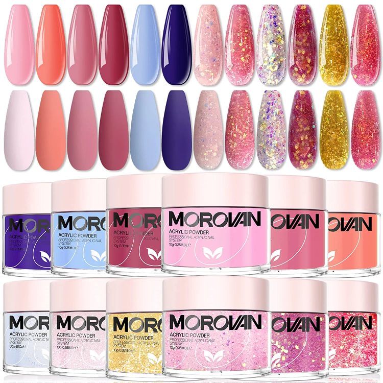 Morovan 12 Colors Acrylic Powder Set S21
