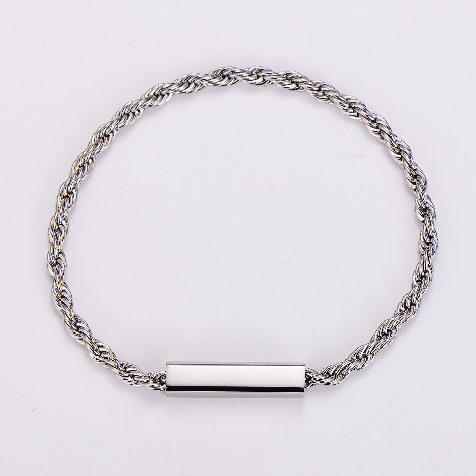 Aml Stainless Steel Square Magnetic Twist Bracelet Ins Trend Hip-Hop Personality Simple 4Mm Twist Chain