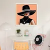 Black Striped Hat Lady Full 11CT DIY Stamped Needlework Embroidery Kit 15.75x15.75inch Embroidery Needlepoint Starter Kits Cross Stitch Art and Crafts Kits for Beginners Adults Home Decor