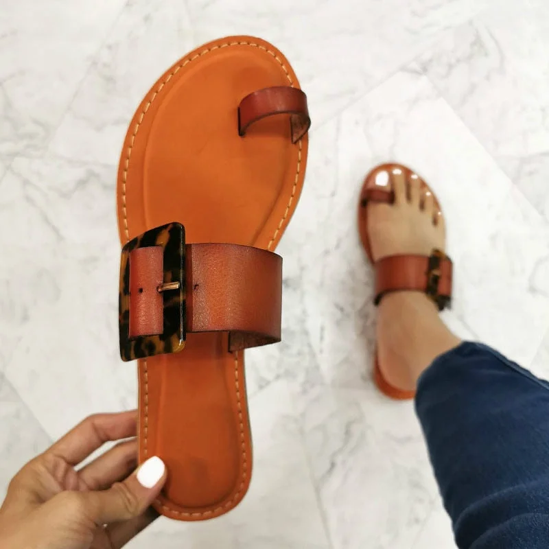 New Sandals Women Shoes Summer Sandal Beach Flat with Slides Square Buckle Fashion Woman Outside Shoes Female Slippers