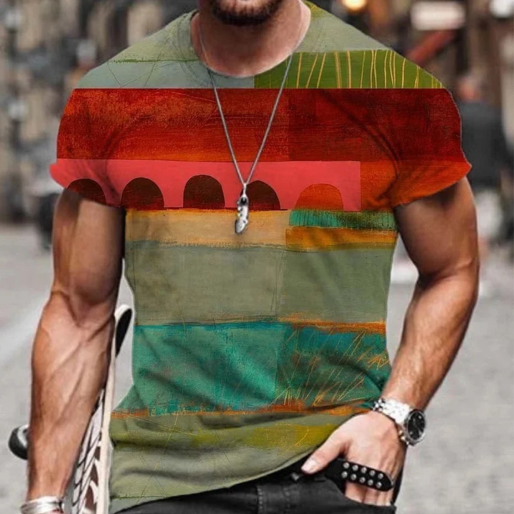 Vintage Ethnic Style Short Sleeve Men's T-Shirts at Hiphopee