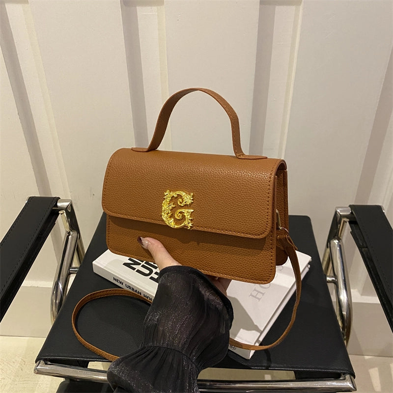 Women’s Pu Leather Solid Color Streetwear Square Magnetic Buckle Shoulder Bag Handbag Crossbody Bag