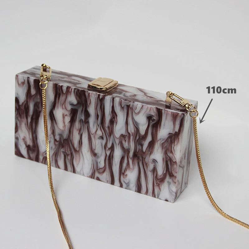 Red Ink Print Acrylic Party Prom Evening Bag Woman Box Clutch-VESSFUL
