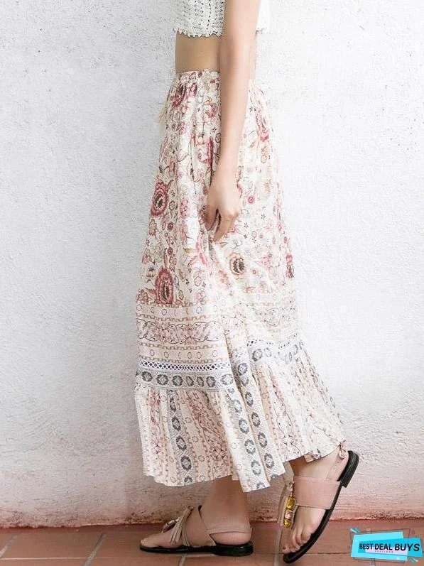 High Waist Print Beach Casual Skirt