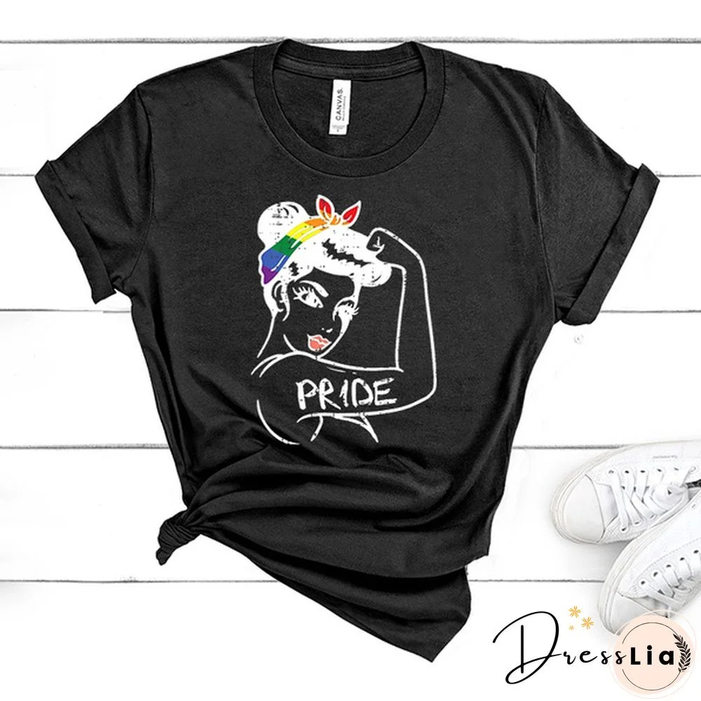 Women'S Fashion Summer Clothes Casual Tops Lgbt Printing Short Sleeved Tops Blouses Ladies T-Shirt Loose Plus Size Shirts