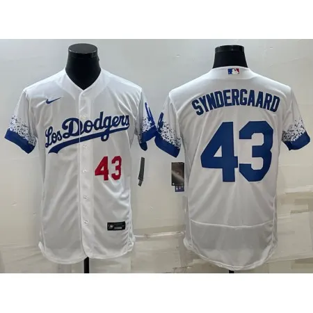Men's Los Angeles Dodgers #43 Noah Syndergaard White City Connect Flex Base Stitched Baseball Jersey