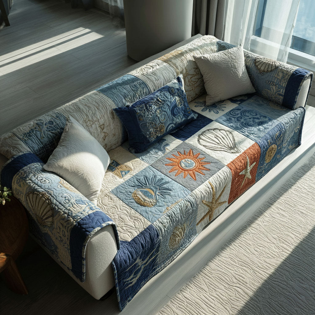 Beach Mosaic Quilted Sofa Cover NCU0PT10916 everthome