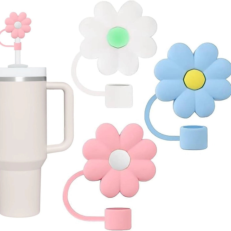 5 Pieces Silicone Straw Cap Flower Cartoon Baiyun Cup Straw Protective Cover Dust Plug 10mm