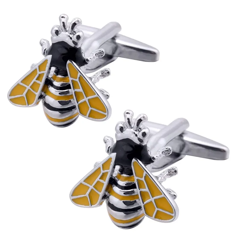 Paint Bee Cufflinks Brooch Set French Shirt Cufflink Insect Animal Shape Men's Casual Party Jewelry