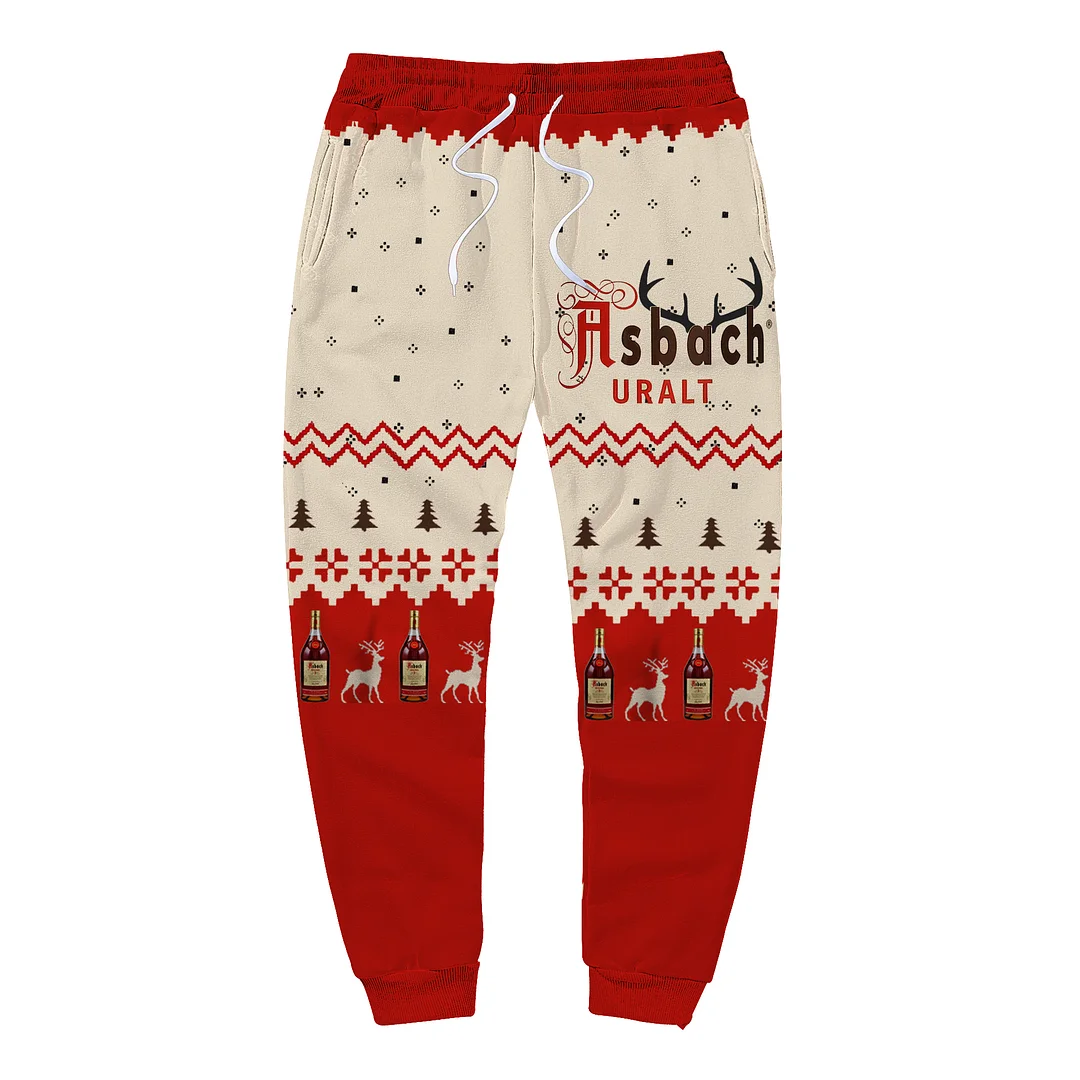 Unisex Asbach Print Ugly Christmas Sweatpants、、URBENIE