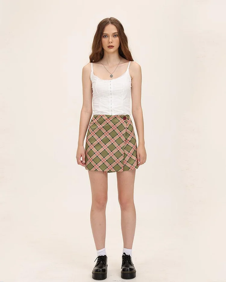 Earthward Plaid Wrap Skirt