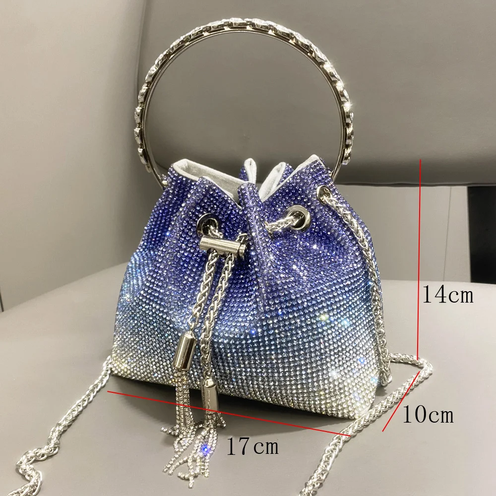 Shining Elegant Ombre Sparkling Crystal Rhinestone Large Capacity Evening Party Tote Bag