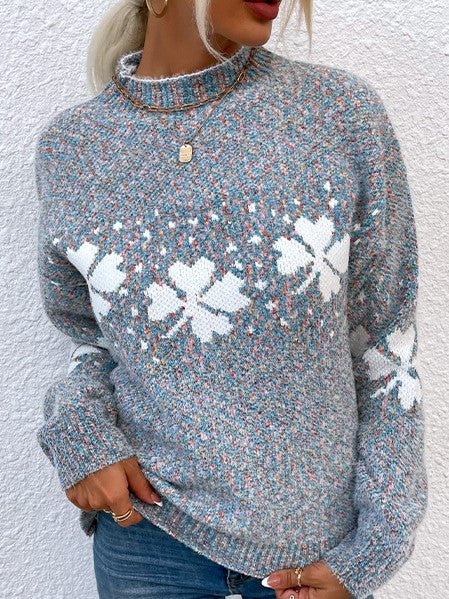 Women's Christmas Casual O-neck Loose-fitting Snowflake Knit Top