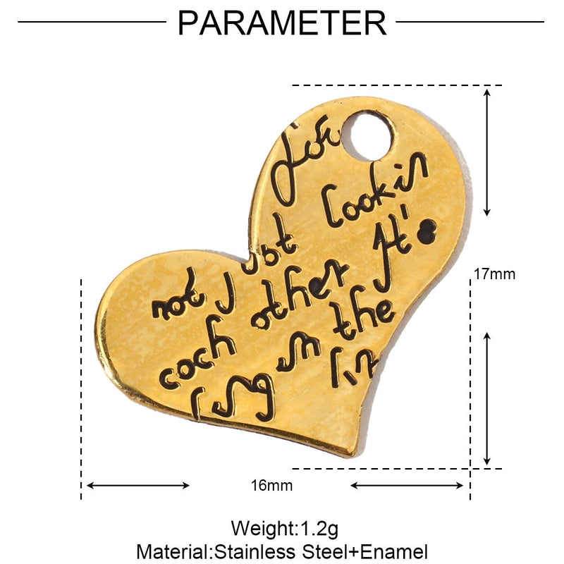 3 PCS/Package Titanium Steel Letter Heart Shape Pendant Jewelry Accessories