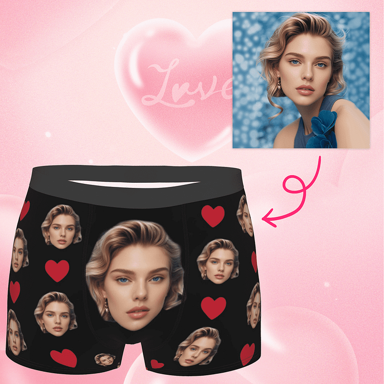 【Byxhuc】Custom Face Underwear for Men, Heart Custom Underwear for Men, Customized Gifts for Boyfriend Him Husband on Christmas Birthday Anniversary