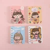 4PCS Cute Cartoon A7 Mini Portable Writing Paper Notebooks Diary Meeting Stationery Gift