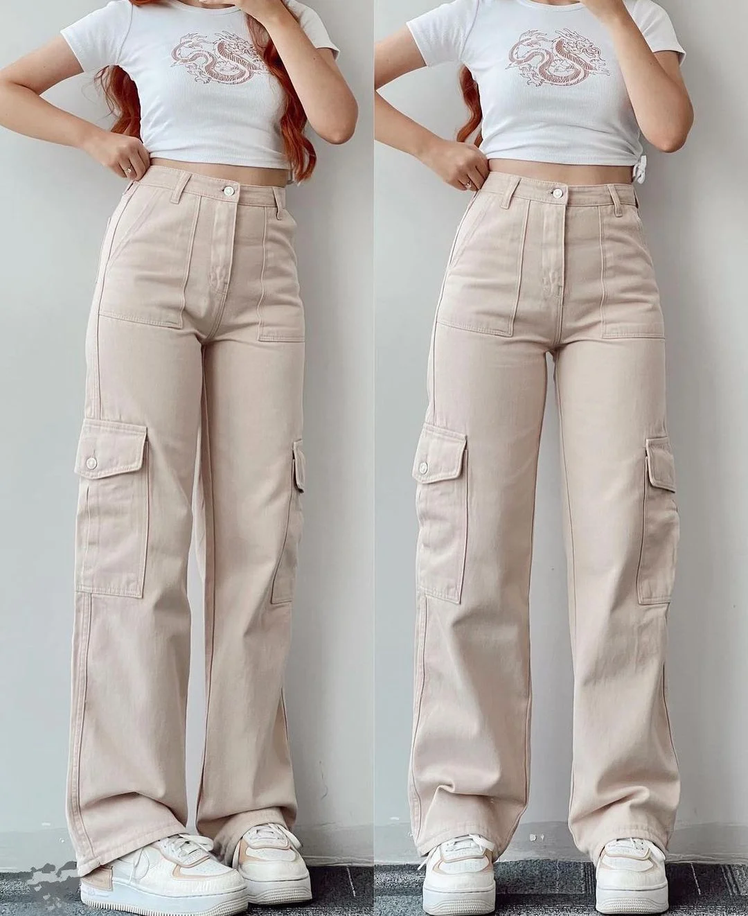 Nigikala Nigikala New Jump Casual Trousers Mid-Rise Three-Dimensional Pocket Trousers Waist-Up Trousers