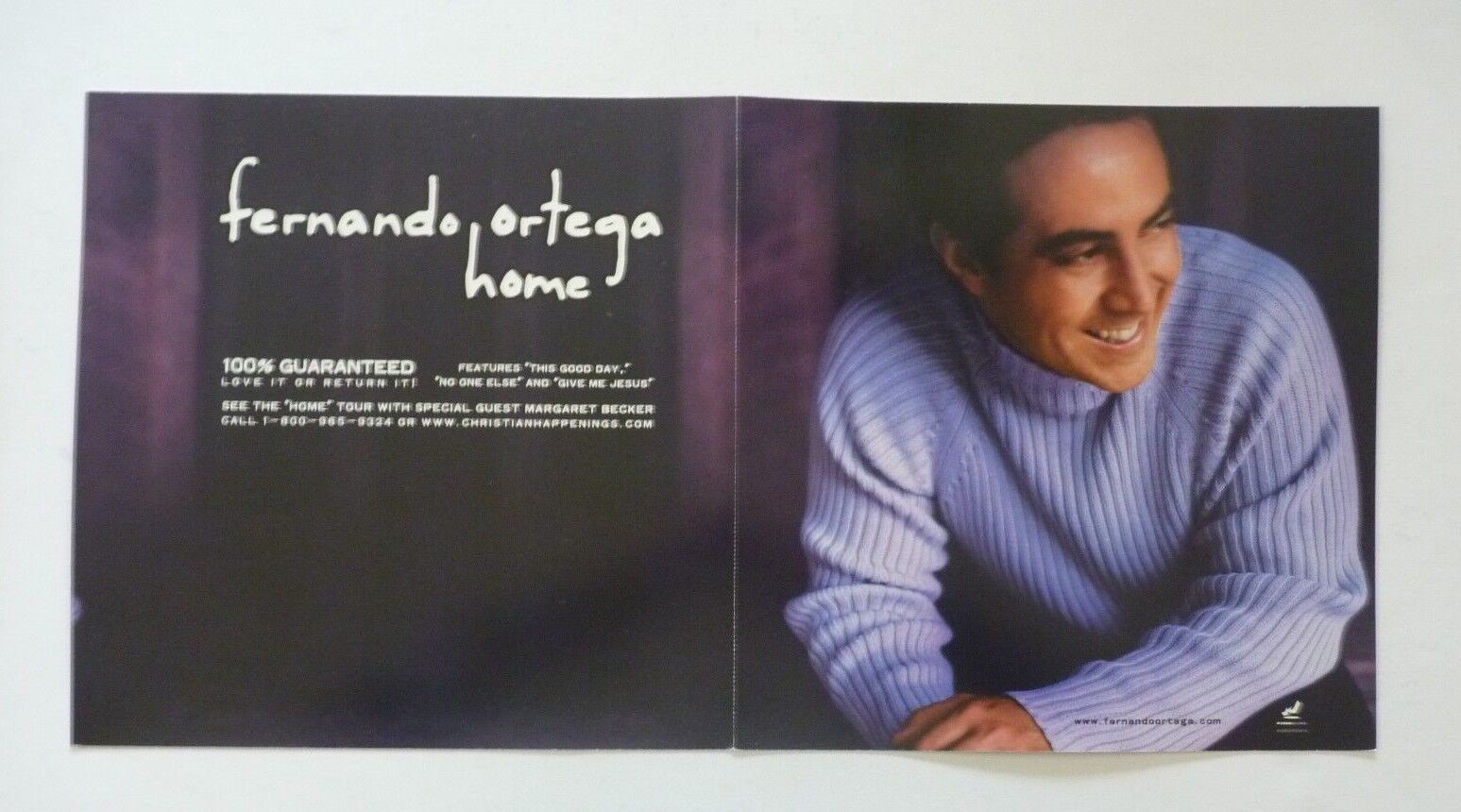 Fernando Ortega Home LP Record Photo Poster painting Flat 12x24 Poster